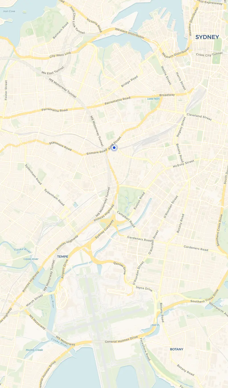 Map of the Newtown service area and the surrounding suburbs we cover.